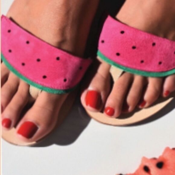 Cornetti Italy Suede Watermelon Thong Sandals Size 39 - Picture 3 of 10